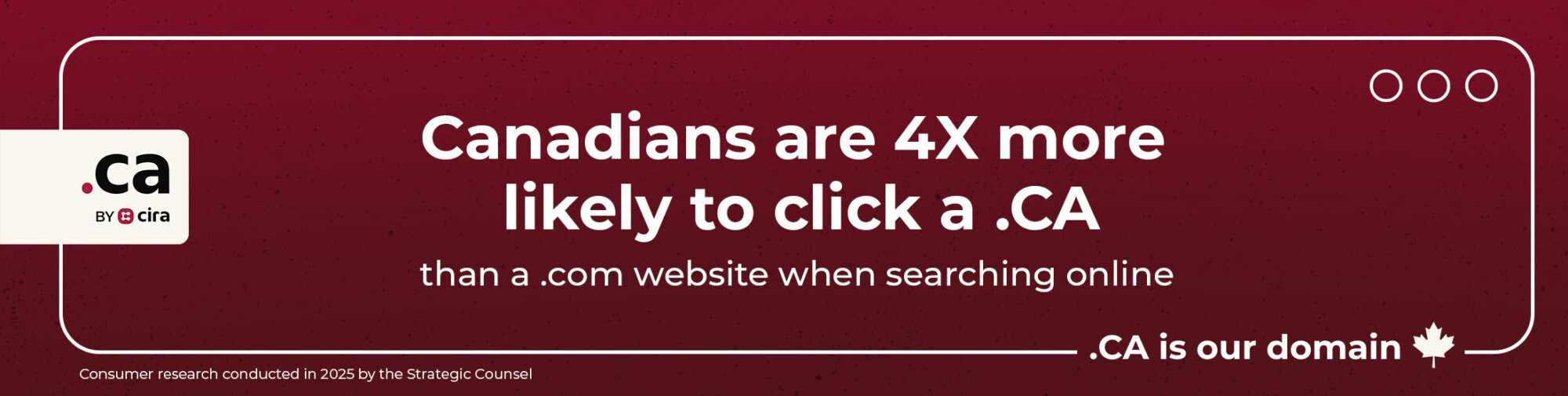 Canadians are 4X more likely to click a .CA than a .com when searching online